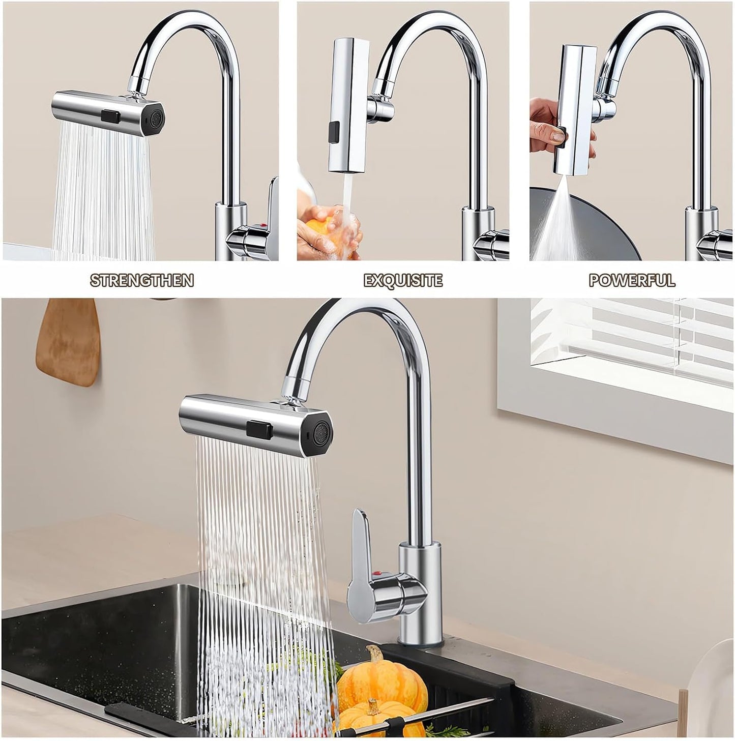 3 in 1 Waterfall Kitchen Faucet