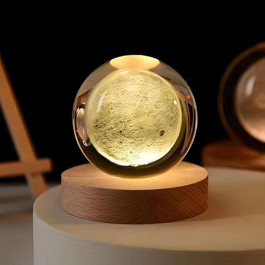 3D Galaxy Moon Crystal Ball Lamp