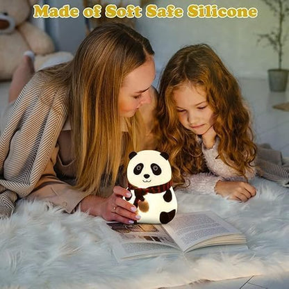 Cute Panda Night Light – Rechargeable LED Lamp with 7 Color Changing Modes, Soft Silicone Baby Nursery Light for Kids, Toddlers, and Travel – Safe & Portable Bedside Decor